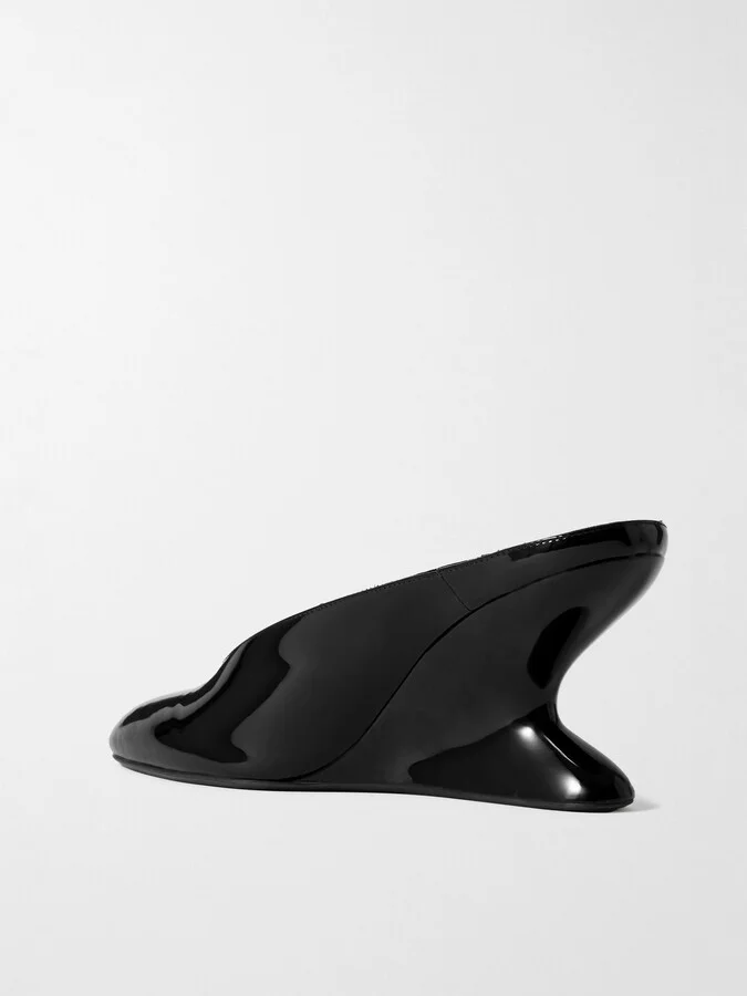 Alaïa - Patent-leather Wedge Mules - Black - Image 3