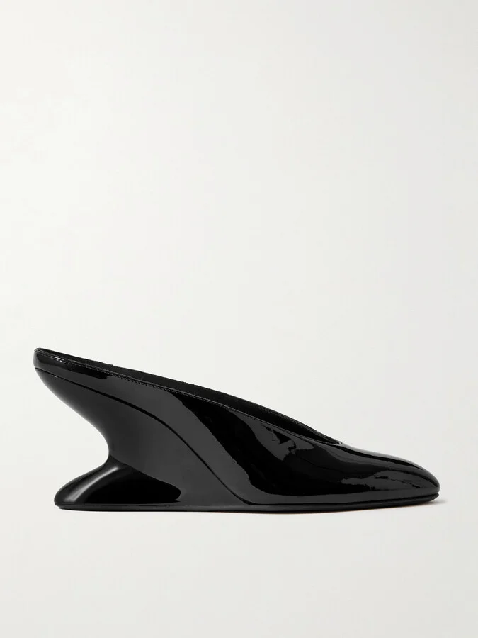 Alaïa - Patent-leather Wedge Mules - Black