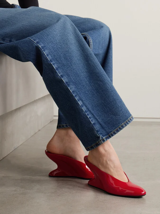 Alaïa - Patent-leather Wedge Mules - Red - Image 2