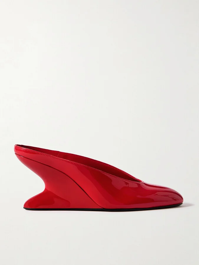 Alaïa - Patent-leather Wedge Mules - Red