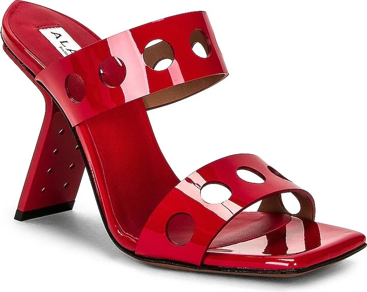 ALAÏA Perfo 100 Mule in Red - Image 2