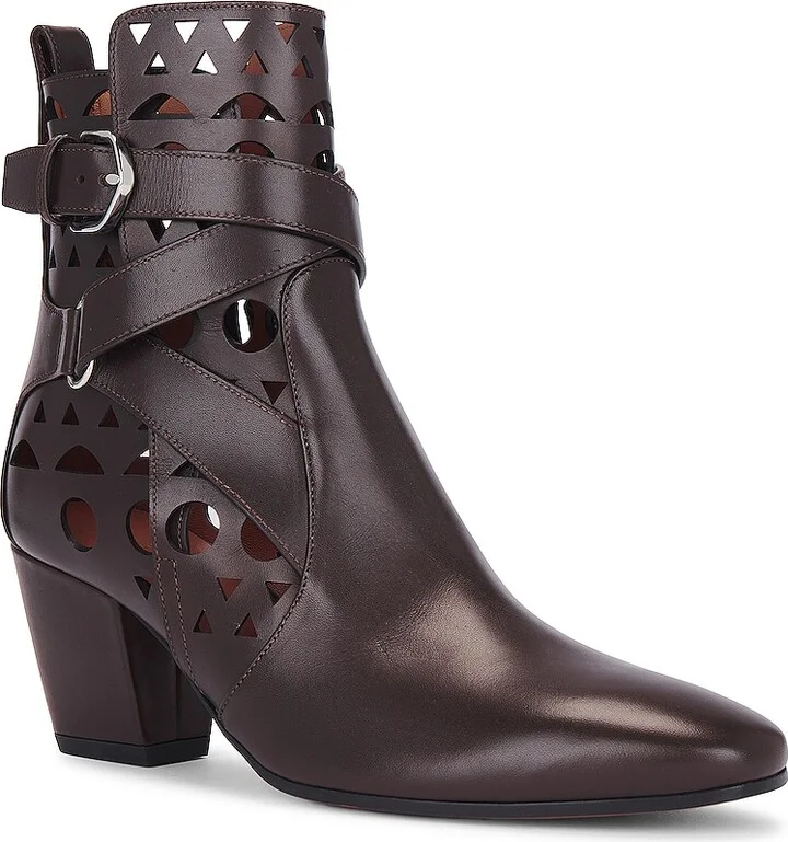 ALAÏA Perforated Ankle Boot in Brown - Image 2