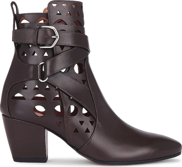 ALAÏA Perforated Ankle Boot in Brown