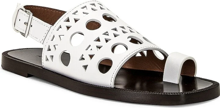 ALAÏA Perforated Flat Sandal in White - Image 2