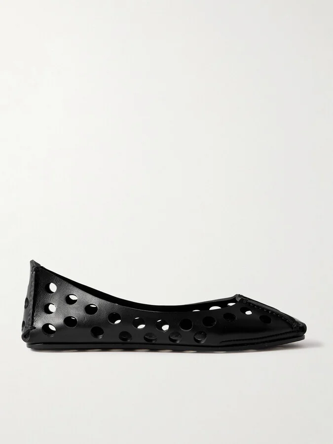 Alaïa - Perforated Leather Ballet Flats - Black