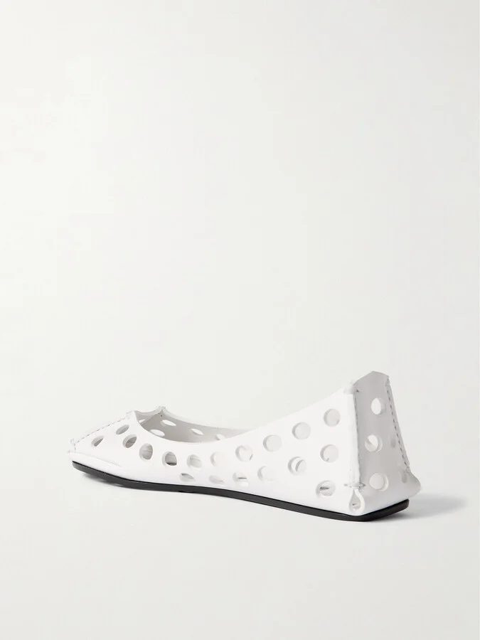 Alaïa - Perforated Leather Ballet Flats - White - Image 3
