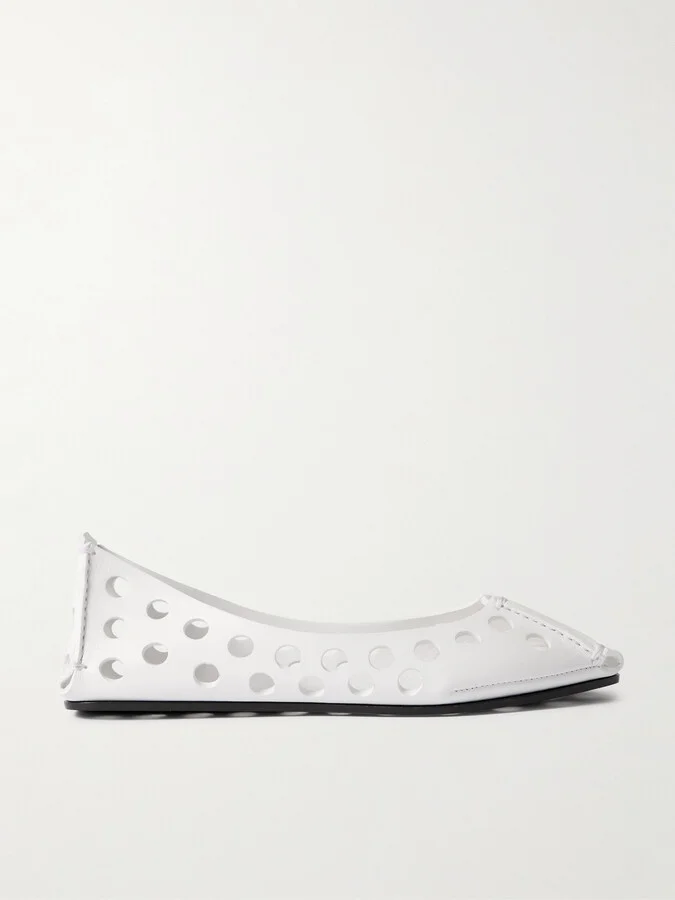 Alaïa - Perforated Leather Ballet Flats - White