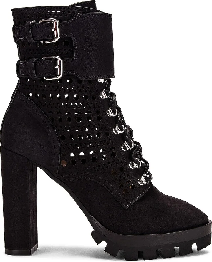 ALAÏA Perforated Military Boots in Black