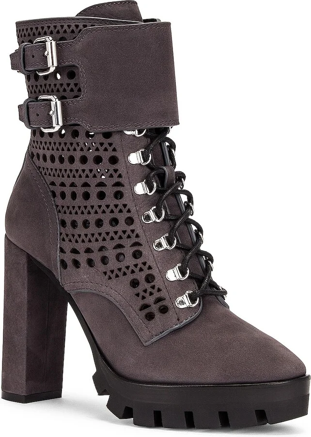 ALAÏA Perforated Military Boots in Grey - Image 2