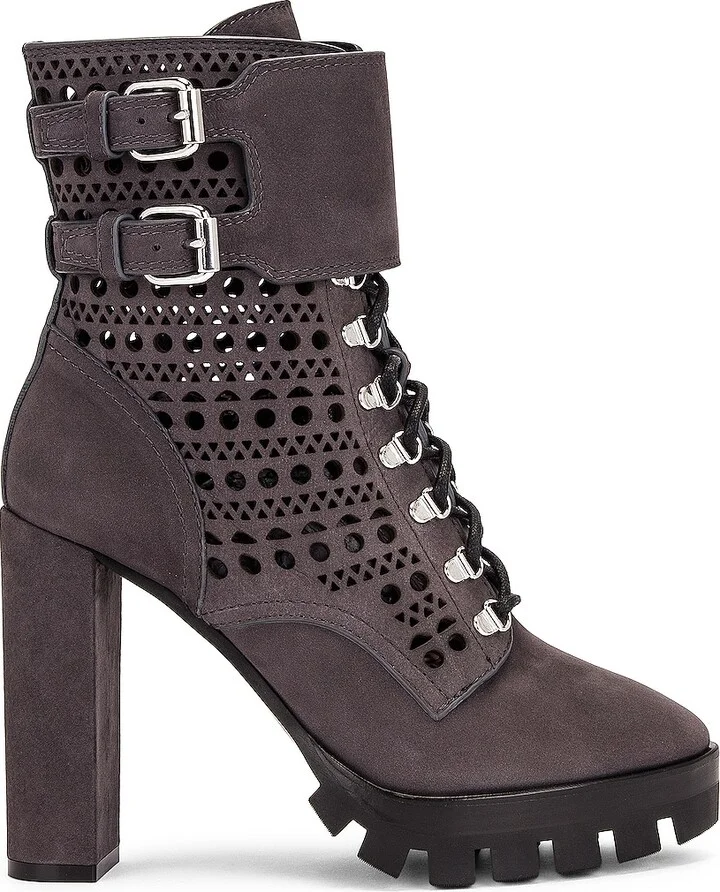 ALAÏA Perforated Military Boots in Grey