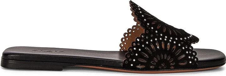 ALAÏA Perforated Molukai Mules in Black