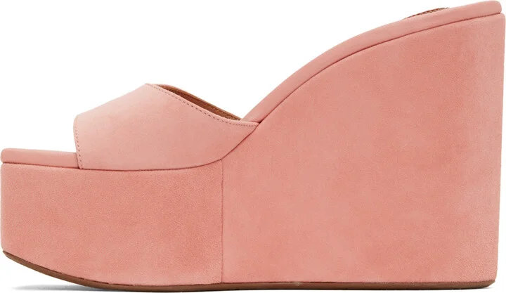 ALAÏA Pink Platform Wedge Mules - Image 3