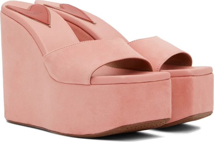 ALAÏA Pink Platform Wedge Mules - Image 4