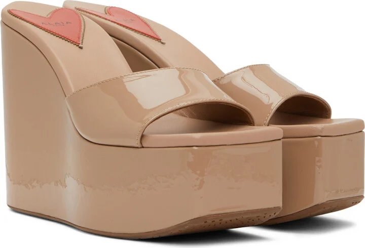 ALAÏA Pink Platform Wedge Mules - Image 4