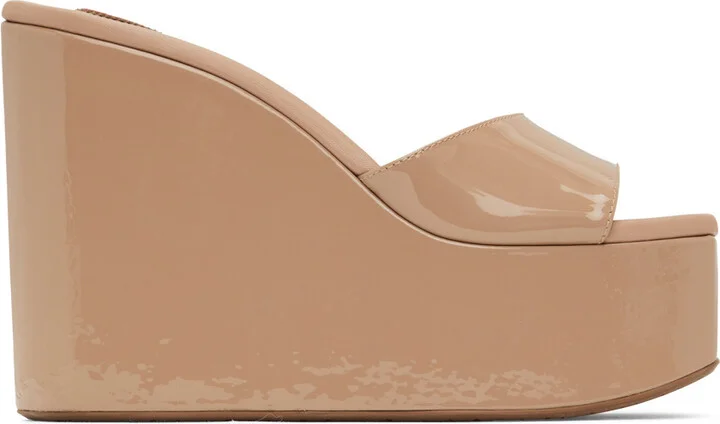 ALAÏA Pink Platform Wedge Mules