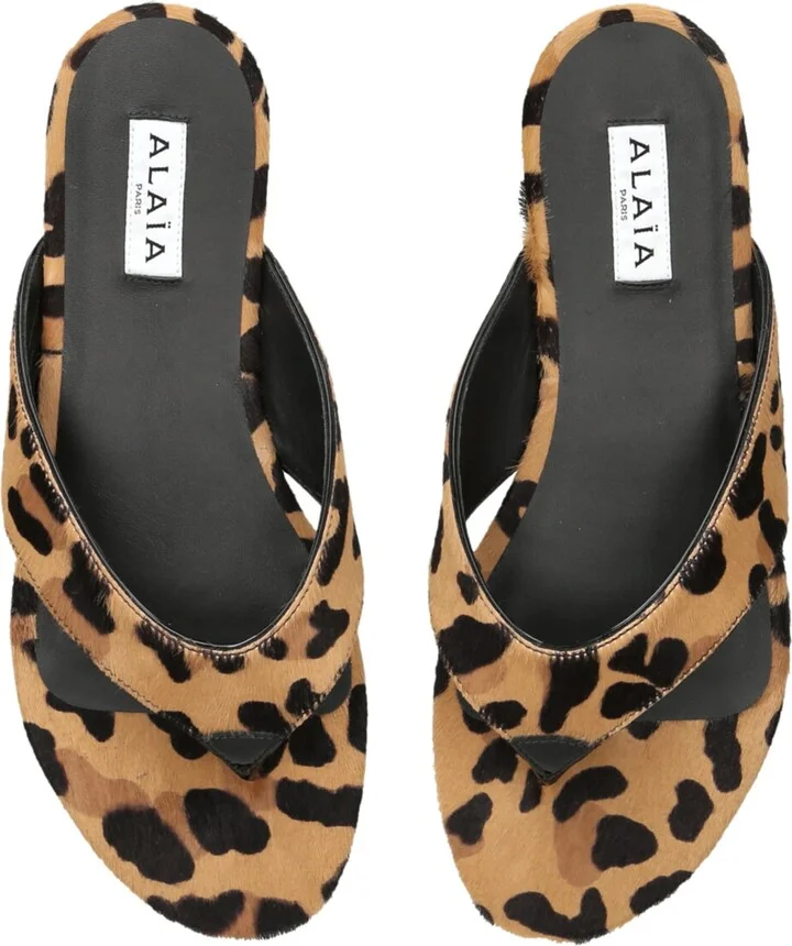 Alaïa Pony Hair Leopard-Print Sandals - Image 4