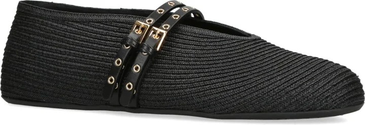 Alaïa Raffia and Leather Ballet Flats - Image 3