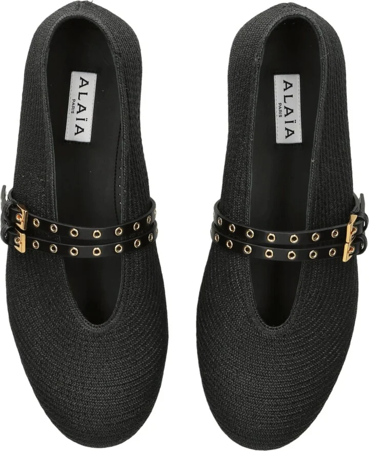 Alaïa Raffia and Leather Ballet Flats - Image 4