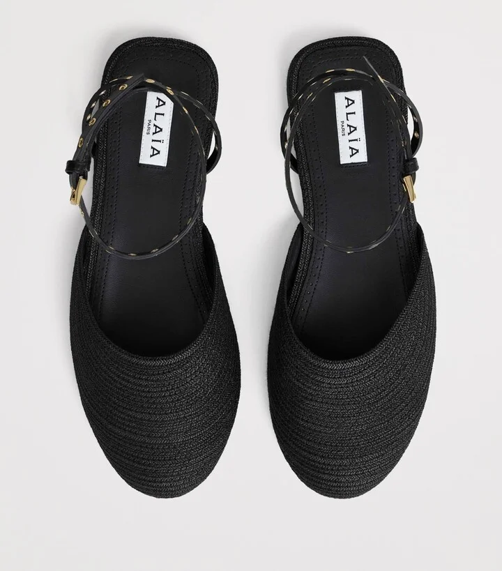 Alaïa Raffia and Leather Espadrilles - Image 2