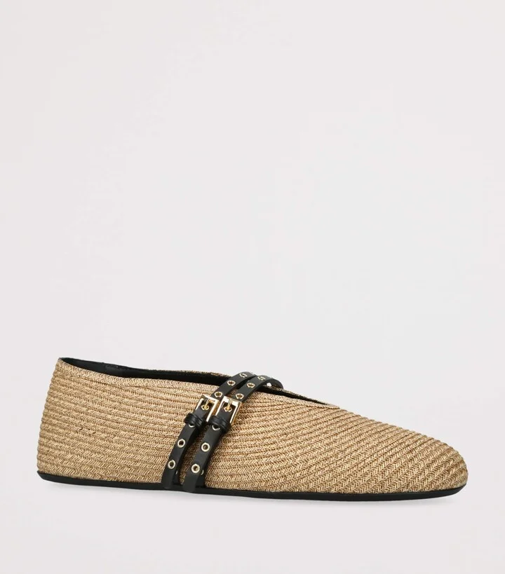 Alaïa Raffia-Leather Ballet Flats - Image 3