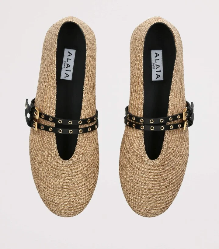 Alaïa Raffia-Leather Ballet Flats - Image 4