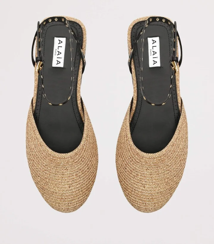 Alaïa Raffia-Leather Espadrilles - Image 4