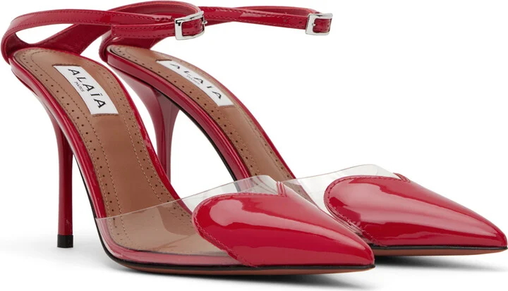 ALAÏA Red 'Le Cœur' Heels - Image 4