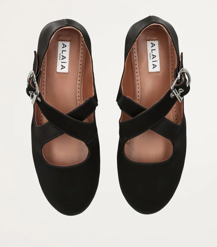 Alaïa Satin Criss-Cross Ballet Flats - Image 2