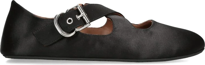 Alaïa Satin Criss-Cross Ballet Flats