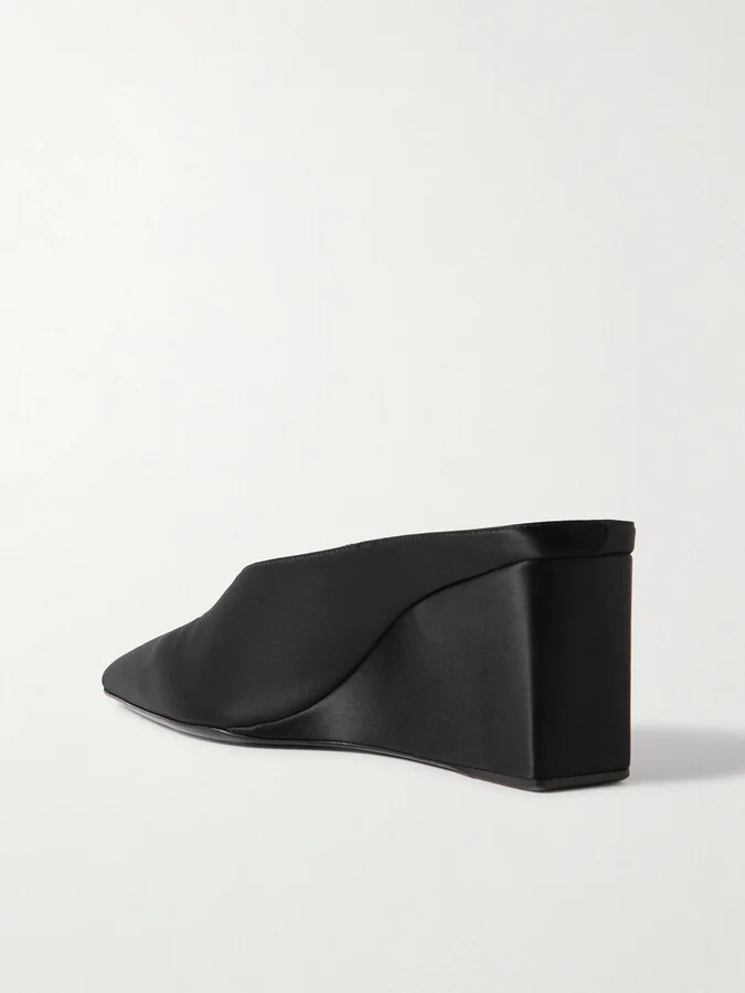 Alaïa - Satin Point-toe Wedge Mules - Black - Image 3