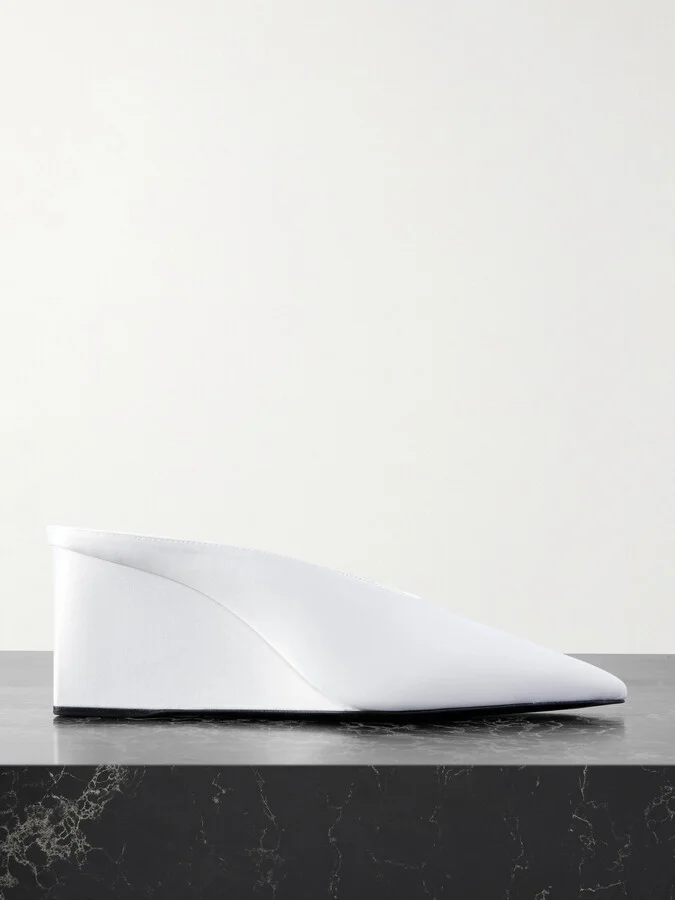 Alaïa - Satin Point-toe Wedge Mules - White