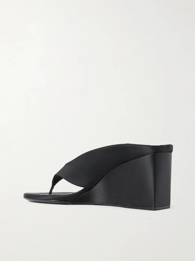 Alaïa - Satin Wedge Sandals - Black - Image 3