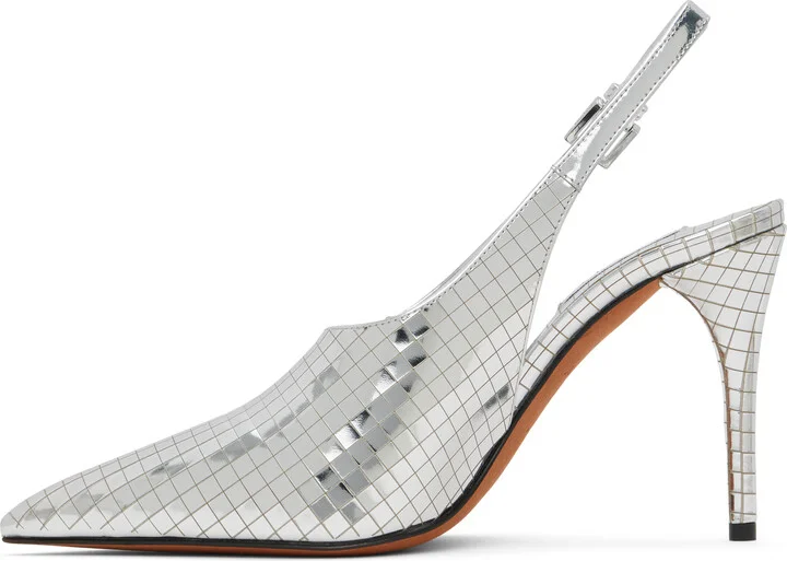 ALAÏA Silver Art Deco Slingback Heels - Image 3