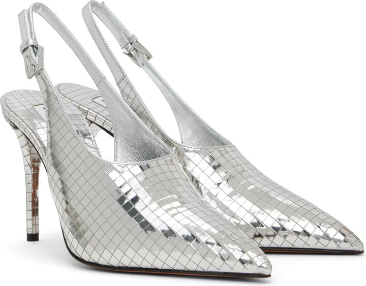 ALAÏA Silver Art Deco Slingback Heels - Image 4