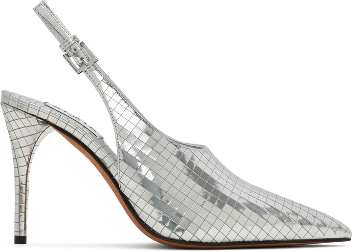 ALAÏA Silver Art Deco Slingback Heels