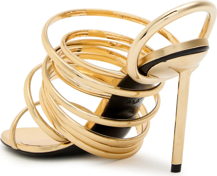 Alaïa Strappy 90 Heeled Women's Designer Leather Sandals Gold UK6 / EU39 - Image 2