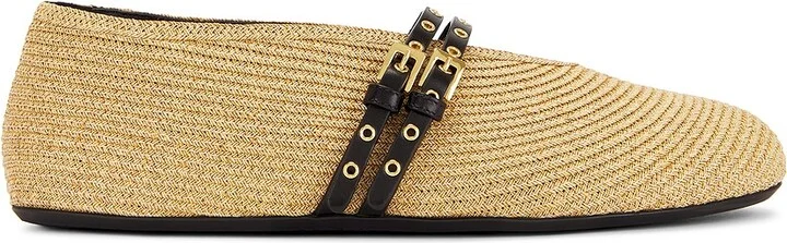 ALAÏA Straw Ballerina Flat in Tan