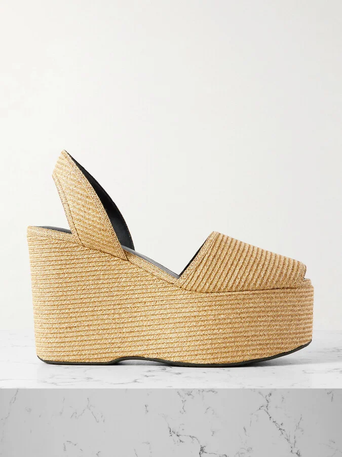 Alaïa - Straw Slingback Platform Wedge Sandals - Neutrals