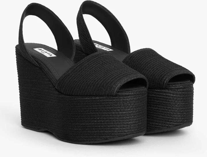 Alaïa Straw Wedge Sandals 110 - Image 3