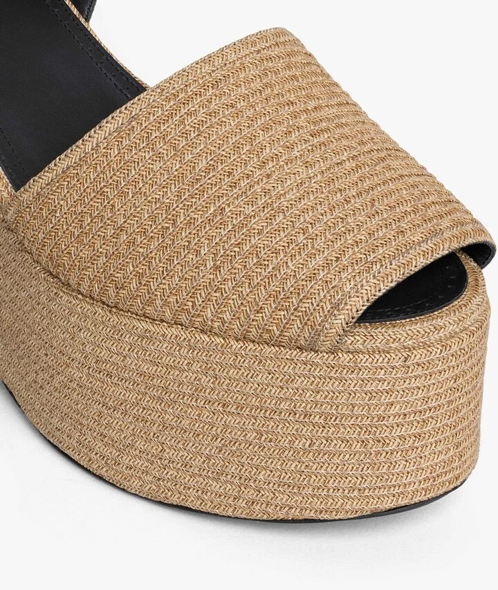 Alaïa Straw Wedge Sandals 110 - Image 4