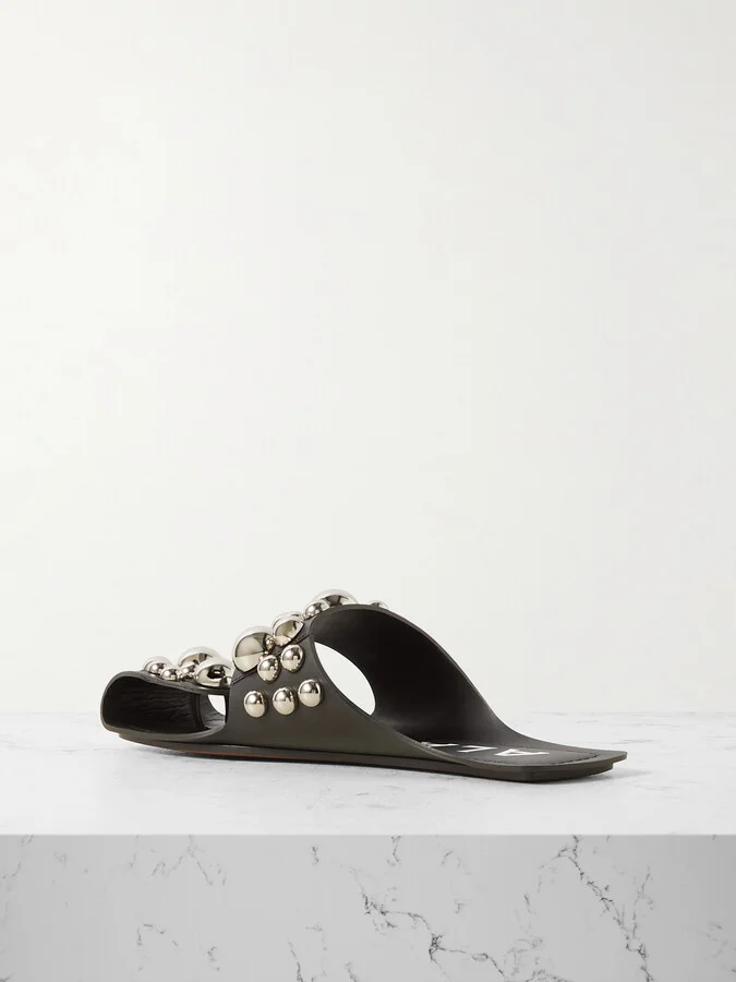 Alaïa - Studded Leather Slides - Black - Image 3