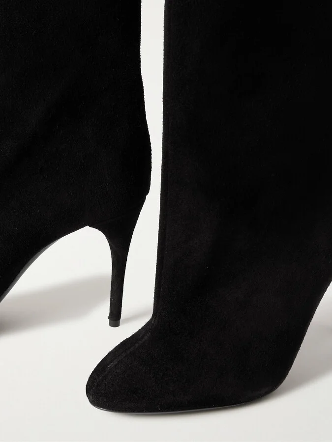 Alaïa - Suede Ankle Boots - Black - Image 4