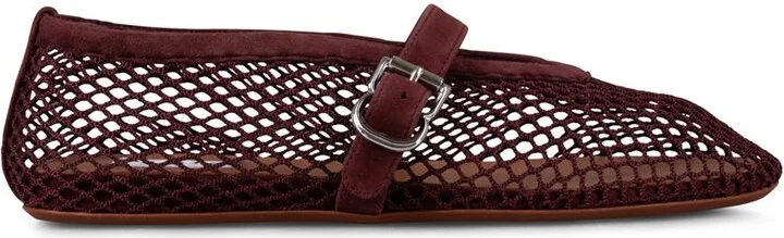 Alaïa Suede Ballet Flats In Fishnet Shoes