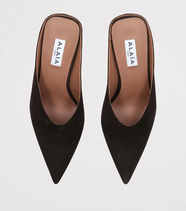 Alaïa Suede Cube Wedge Mules 75 - Image 4