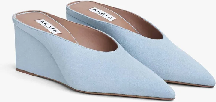 Alaïa Suede Cube Wedge Mules 75 - Image 3