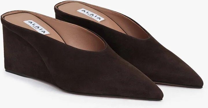Alaïa Suede Cube Wedge Mules 75 - Image 3