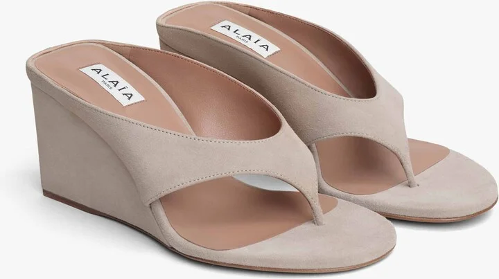 Alaïa Suede Cube Wedge Sandals 75 - Image 3