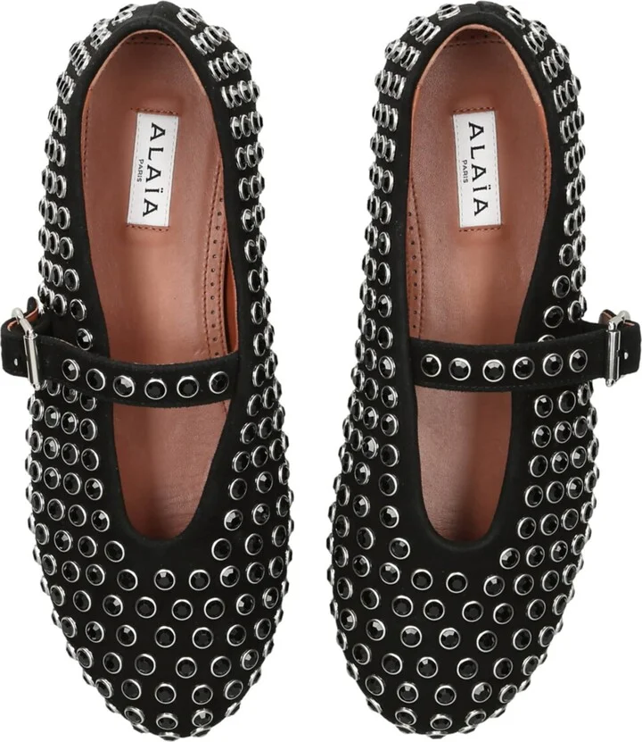 Alaïa Suede Embellished Ballet Flats - Image 4