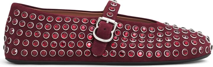 Alaïa Suede Embellished Ballet Flats