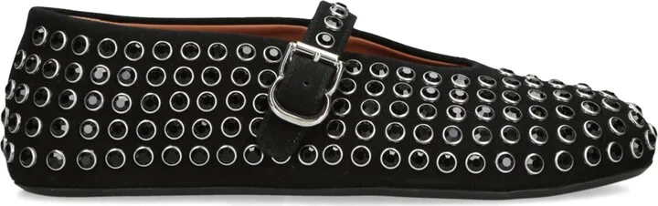 Alaïa Suede Embellished Ballet Flats